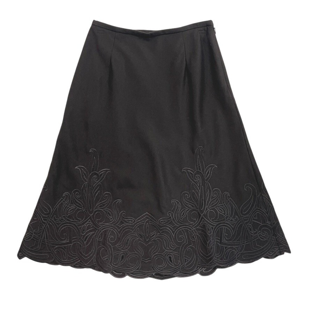 Talbots Petites 2P Chocolate Brown Embroidered Cutwork Skirt Whimsigoth Y2K